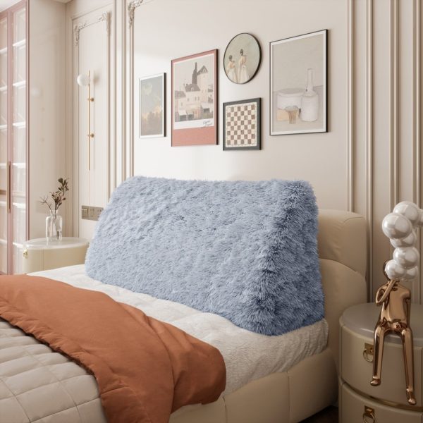 Headboard Wedge Pillow Blue Plush Large Reading Pillow - Image 7
