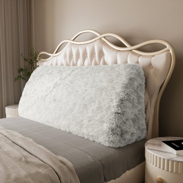Headboard Pillow White Plush Large Wedge Reading Pillow - Image 2