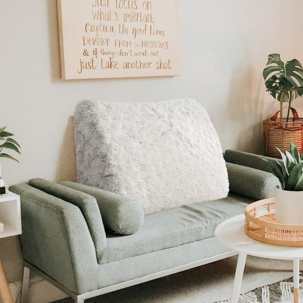 Headboard Pillow White Plush Large Wedge Reading Pillow - Image 3