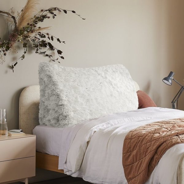 Headboard Pillow White Plush Large Wedge Reading Pillow - Image 8