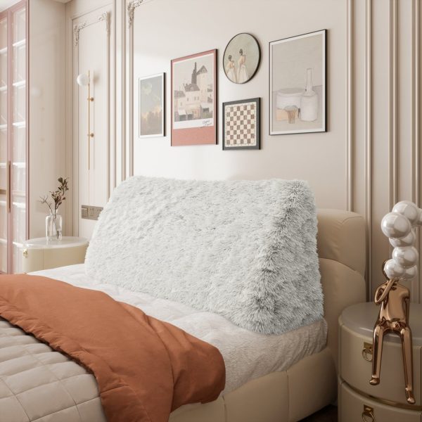 Headboard Pillow White Plush Large Wedge Reading Pillow - Image 9
