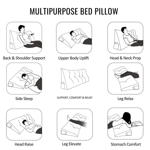 Headboard Pillow White Plush Large Wedge Reading Pillow - Image 12