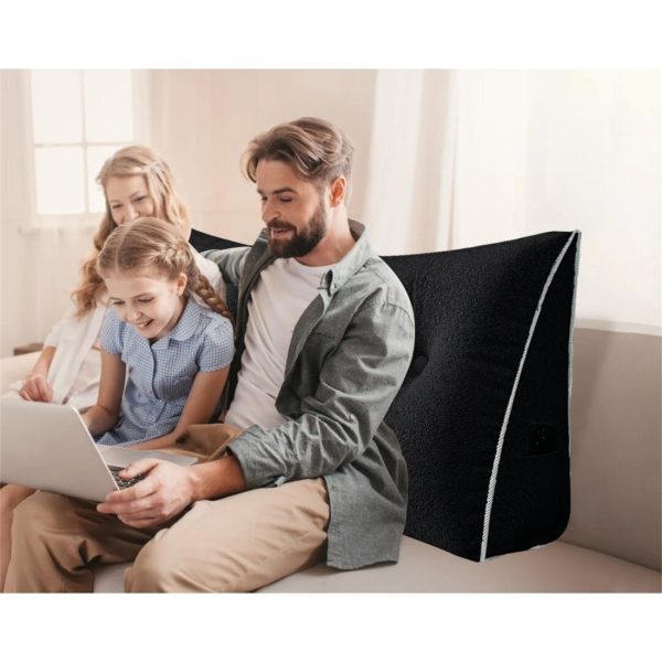 Large Wedge Reading Pillow for Bed Daybed Bolster Backrest Black – Image 4