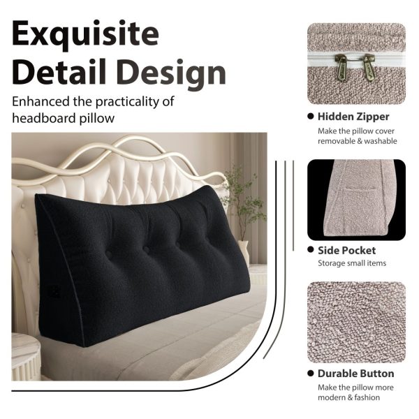 Large Wedge Reading Pillow for Bed Daybed Bolster Backrest Black – Image 7